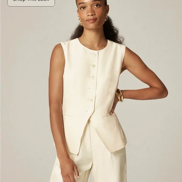 J Crew Essential Cutaway Vest top in textured satin - Picture 1 of 8